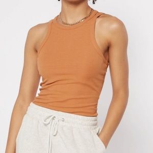 brown cross back tank top